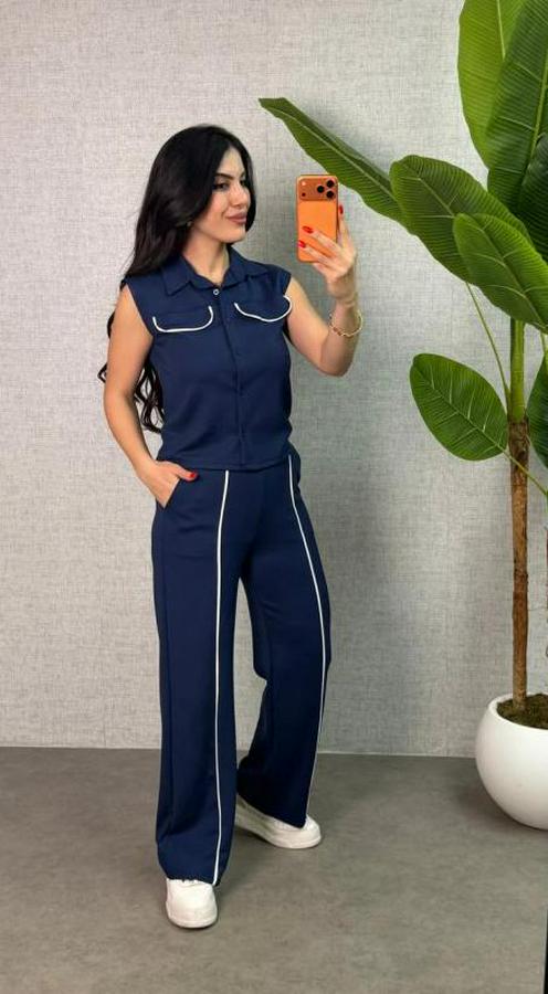 Biyeli Cep Detay Yelek Ve Pantolon Modal Kumaş Ikili Takım