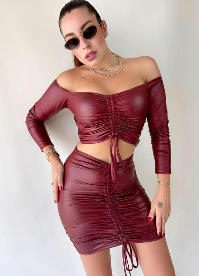 Büzgülü Deri Etek Takım Fırsat Ürün