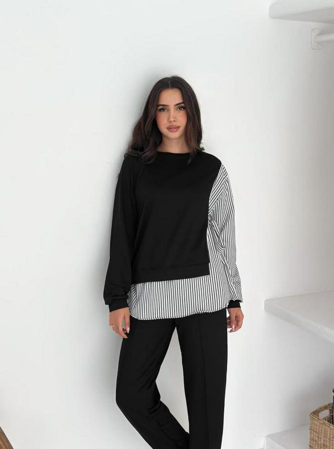 Gömlek Detay Çizgili Yandan Bağlamalı Ikili Takım