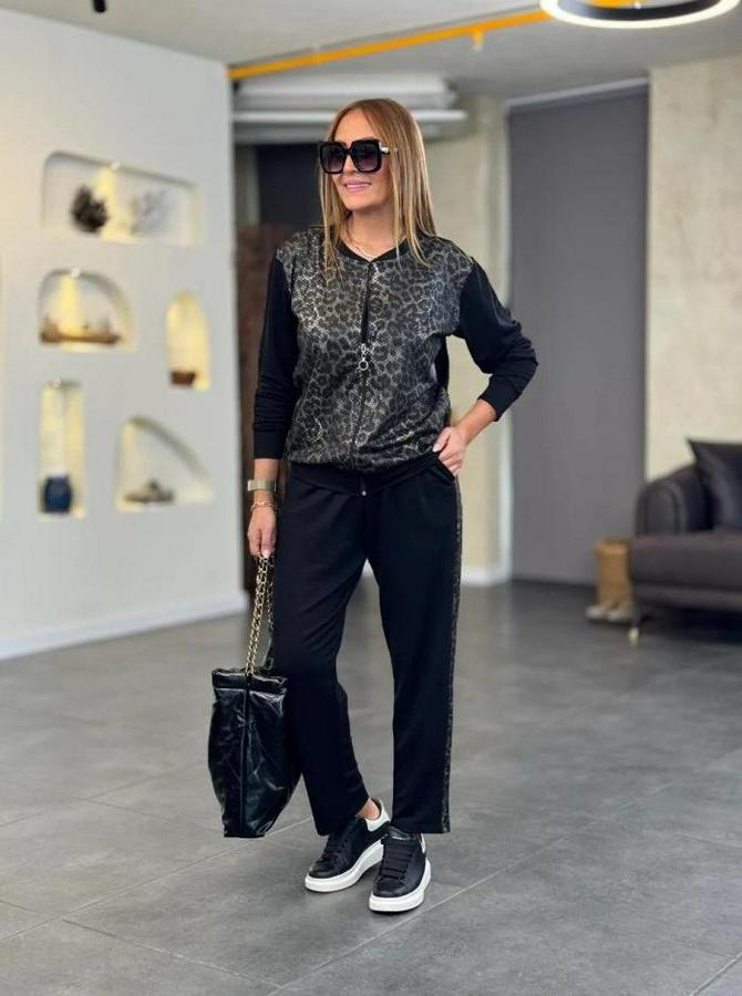 Iki Iplik Kumaş Yılan Desenli Fermuarlı Ikili Takım