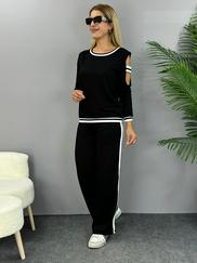 Iki Iplik Penye Kumaş Kol Detaylı Ribanalı Ikili Takım