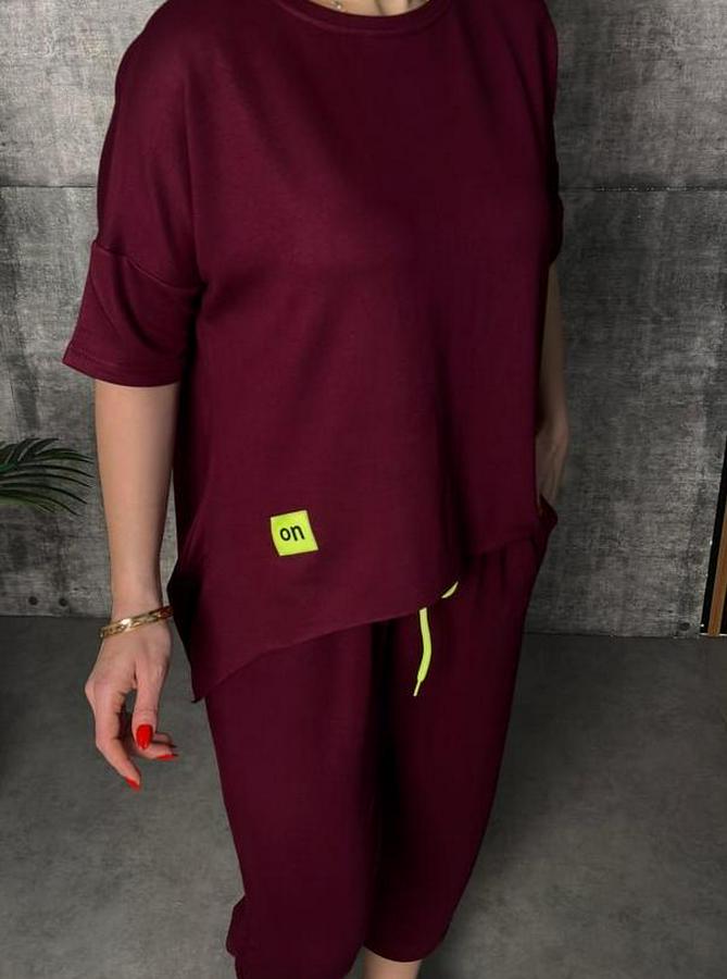 Kısa Kollu Bisiklet Yaka Viskon Iki Iplik Bluz Ve Pantolon Ikili Takım