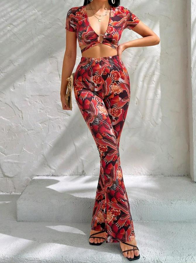 Kısa Kollu Desenli Takım