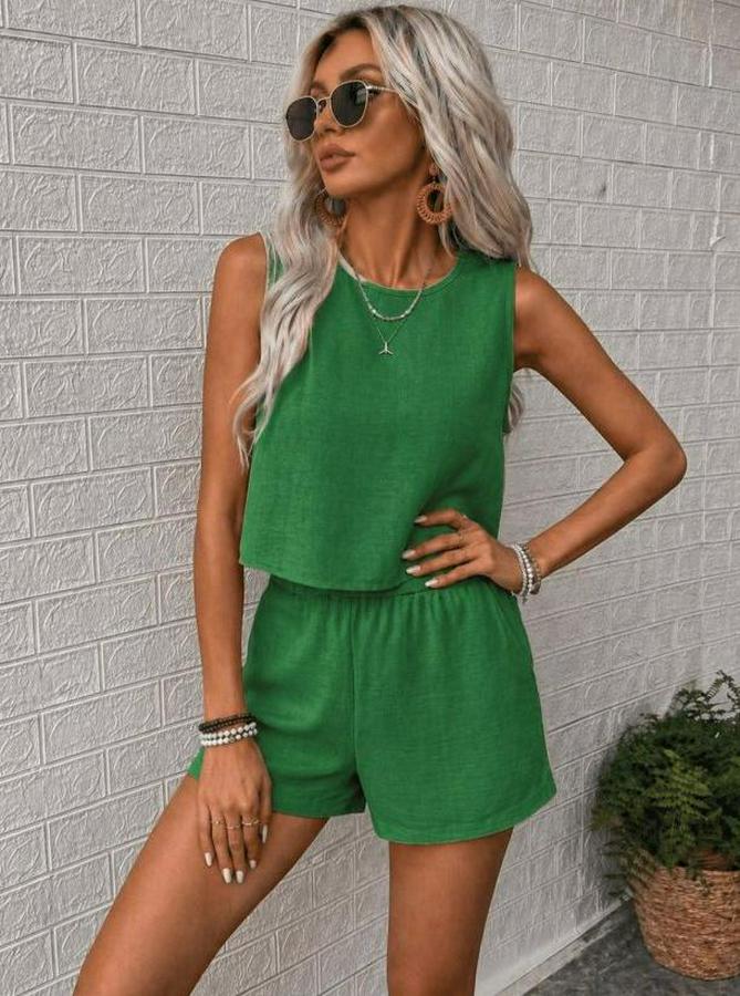 Kolsuz Bisiklet Yakalı Kısa Bluz Ve Short Ikili Takım