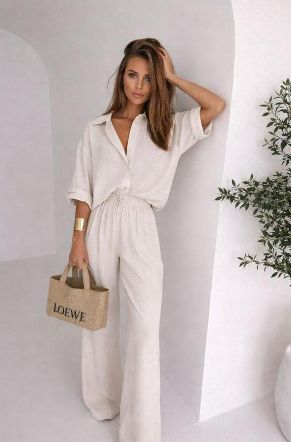 Krep Kumaş Gömlek Ve Ispanyol Paça Pantolon Ikili Takım