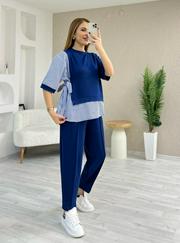 Kristal 2 Iplik Kumaş Yanları Çizgili Takım