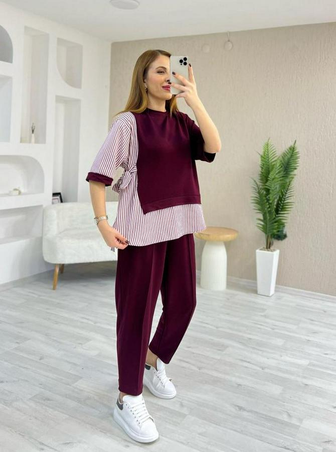 Kristal 2 Iplik Kumaş Yanları Çizgili Takım