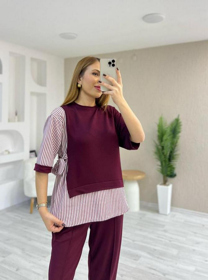 Kristal 2 Iplik Kumaş Yanları Çizgili Takım