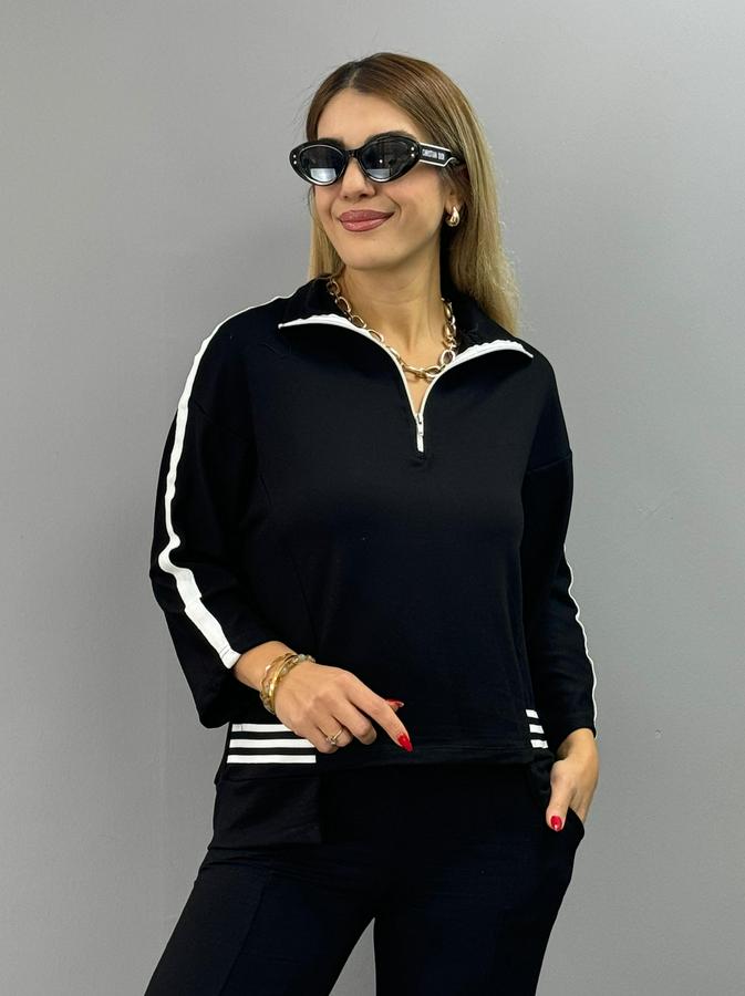 Polo Yaka Paça Yırtmaçlı Ribanalı Ikili Takım