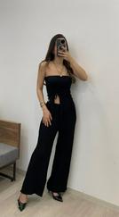 Sendy Kumaş Bağcık Detaylı Asimetrik Takım