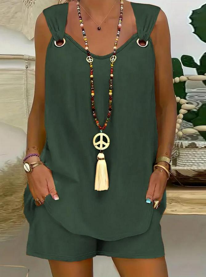 Sıfır Kol V Yaka Kuş Gözü Detay Bluz Short Aerobin Ikili Takım