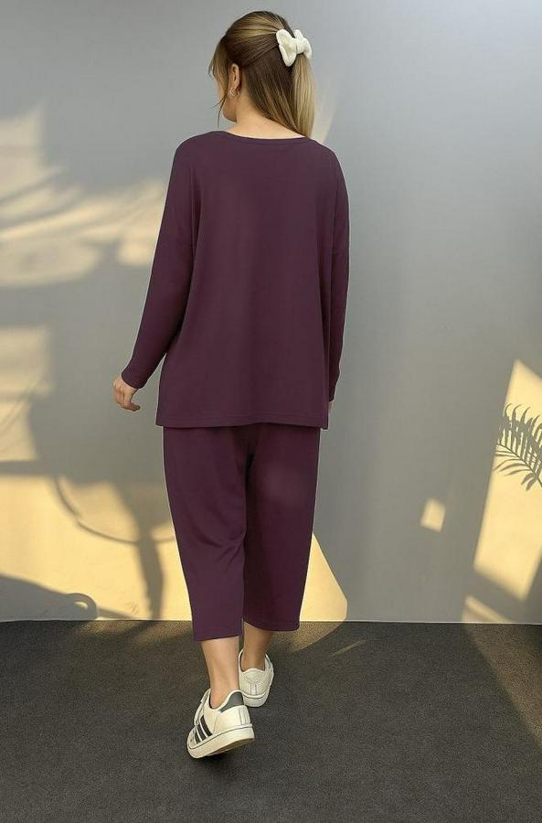 Uzun Kollu Arma Detaylı Iki Iplik Viskon Ikili Takım