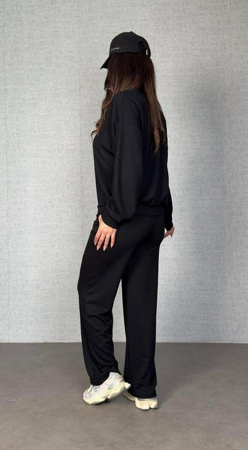 Uzun Kollu Bisiklet Yaka Viskon Iki Iplik Bluz Ve Pantolon Ikili Takım