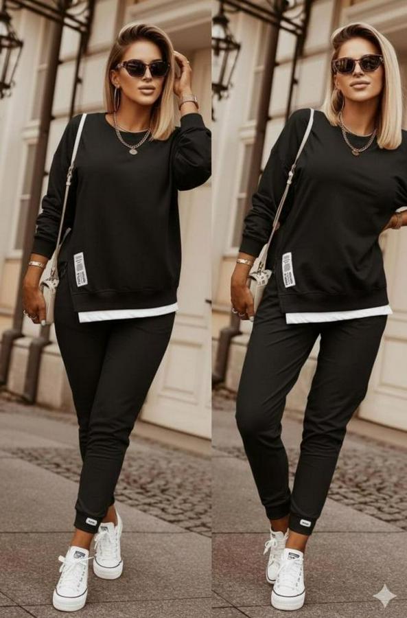 Uzun Kollu Bisiklet Yaka Yandan Fermuarlı Viskon Iki Iplik Bluz Ve Pantolon Ikili Takım