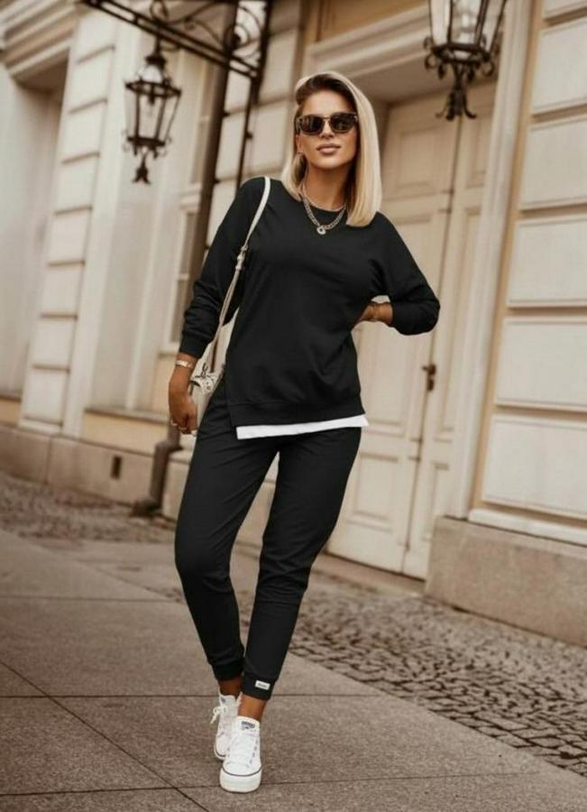 Uzun Kollu Bisiklet Yaka Yandan Fermuarlı Viskon Iki Iplik Bluz Ve Pantolon Ikili Takım