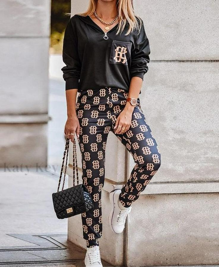 Uzun Kollu Iki Iplik Kumaş Fermuar Ve Cep Detay Kapüşonlu Ikili Takım