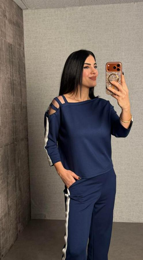 Uzun Kollu Kolu Tül Yanları Şerit Detay Modal Ikili Takım