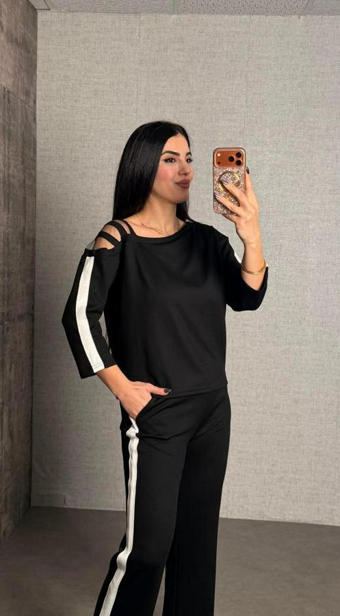 Uzun Kollu Kolu Tül Yanları Şerit Detay Modal Ikili Takım