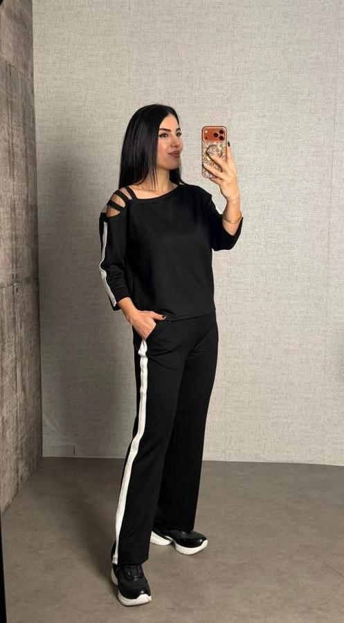 Uzun Kollu Kolu Tül Yanları Şerit Detay Modal Ikili Takım