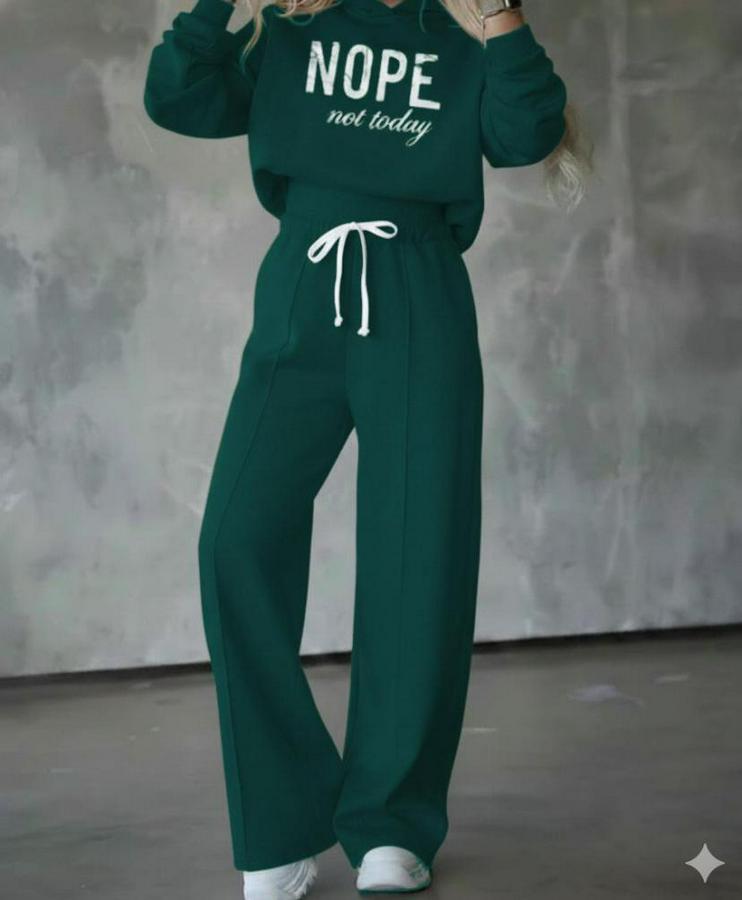 Uzun Kollu Nope Baskılı Beli Ribanalı Ikili Takım