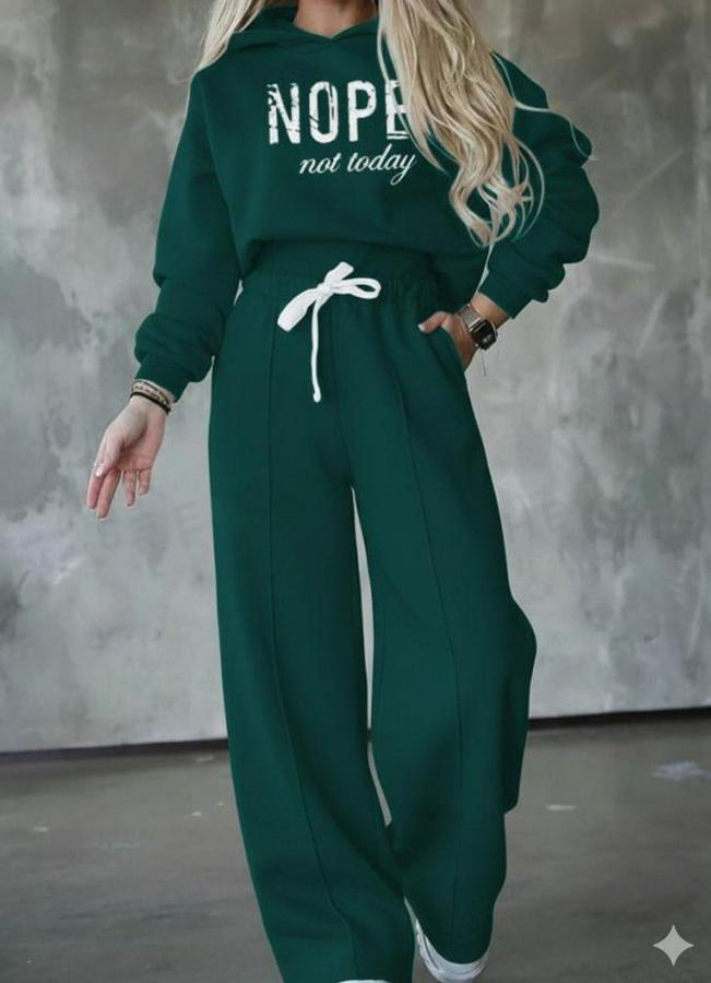 Uzun Kollu Nope Baskılı Beli Ribanalı Ikili Takım