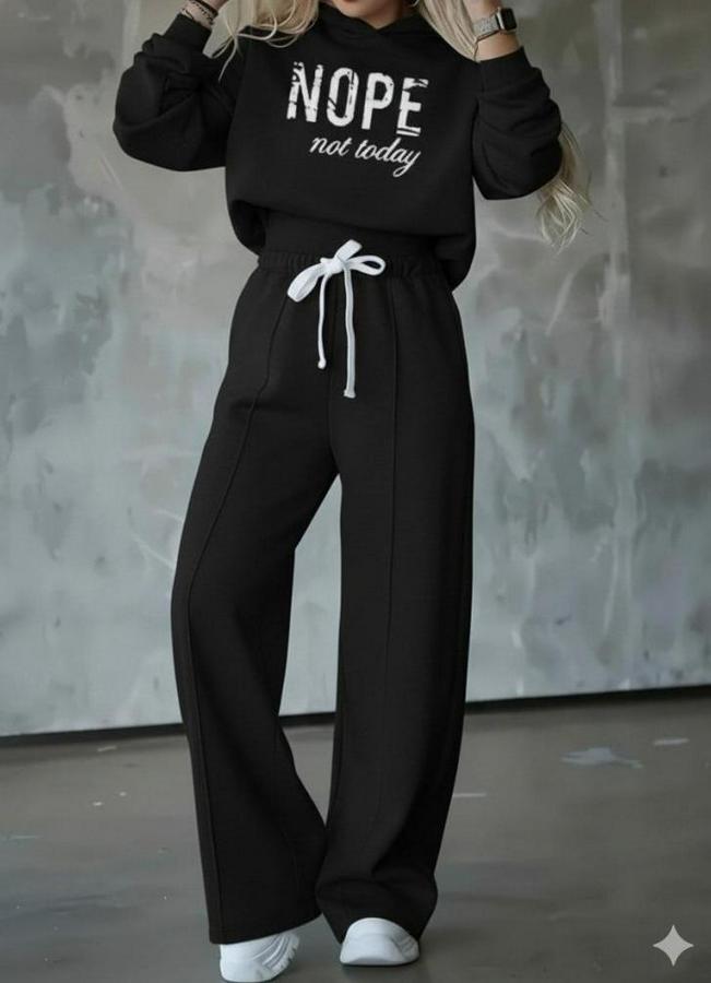 Uzun Kollu Nope Baskılı Beli Ribanalı Ikili Takım