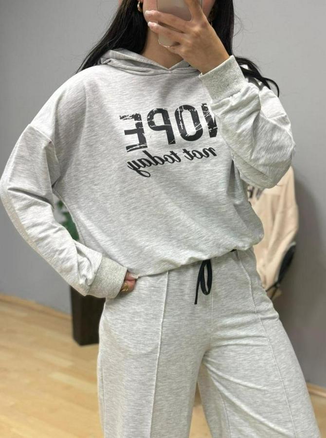 Uzun Kollu Nope Baskılı Beli Ribanalı Ikili Takım