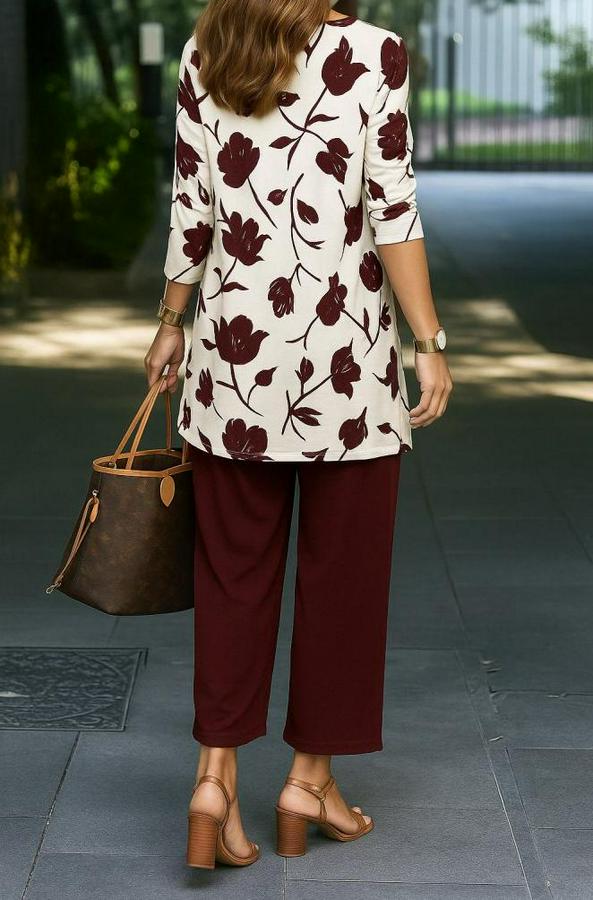 Uzun Kollu Önü Açık Modal Ceket Kolsuz Viskon Iki Iplik Bluz Ve Pantolon Üçlü Takım