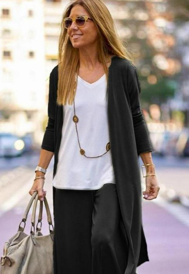 Uzun Kollu Önü Açık Viskon Ceket Ve Pantolon Ikili Takım