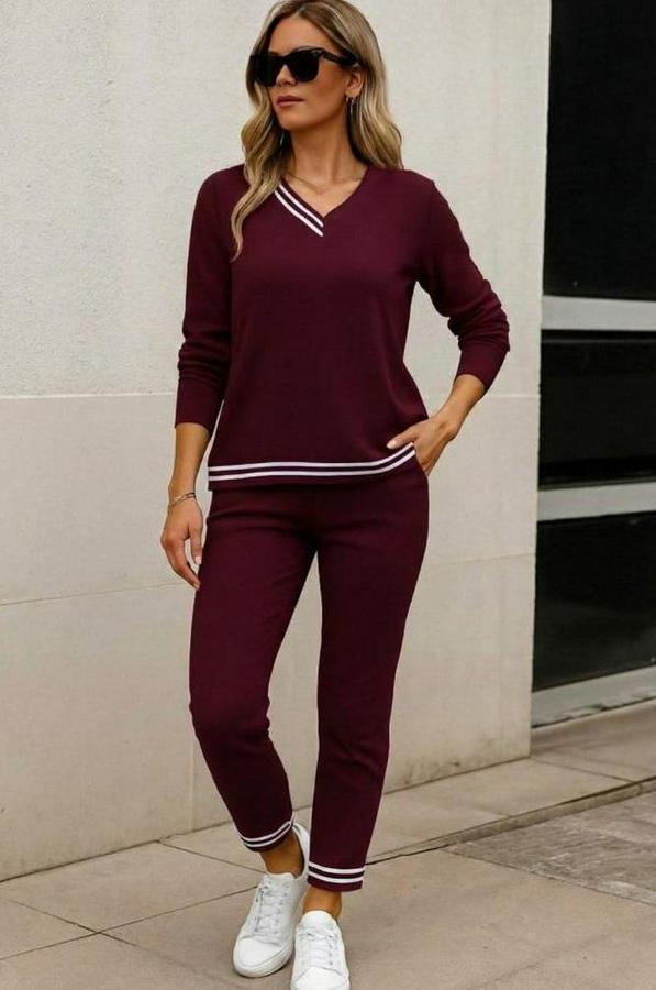 Uzun Kollu Ribana Detay Viskon Iki Iplik Ikili Takım