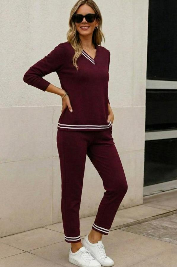 Uzun Kollu Ribana Detay Viskon Iki Iplik Ikili Takım