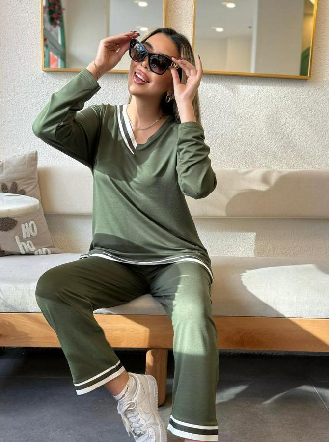 Uzun Kollu Ribana Detay Viskon Iki Iplik Ikili Takım