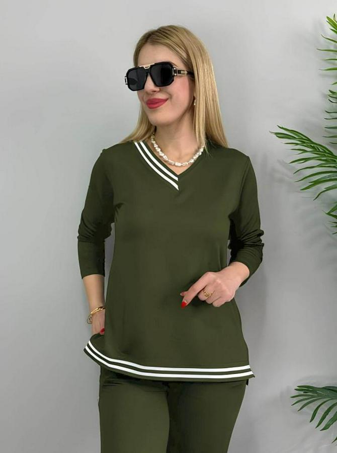 Uzun Kollu Ribana Detay Viskon Iki Iplik Ikili Takım