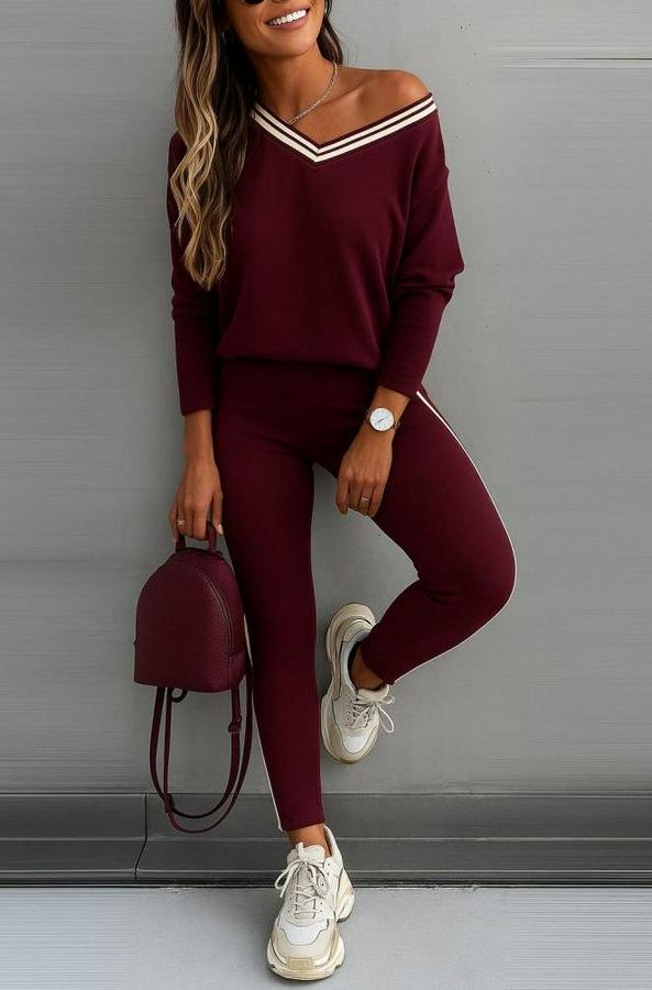 Uzun Kollu Tek Omuzu Açık Detaylı Viskon Iki Iplik Bluz Ve Pantolon Ikili Takım