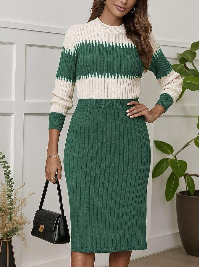 Uzun Kollu Triko Etekli Takım