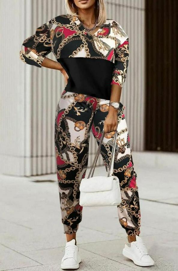 Uzun Kollu V Yaka Göğüs Altı Kadife Detay Mikro Ikili Takım