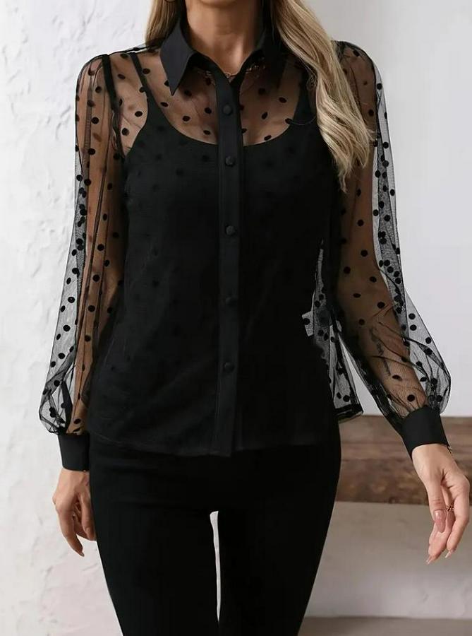 Uzun Kollu Yakalı Şeffaf Tül Detaylı Ve Viskon Atlet Ikili Takım