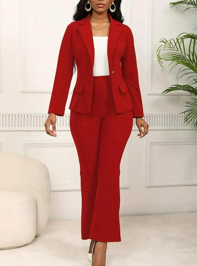 Uzun Kollu Yakalı Tek Düğme Detaylı Astarlı Ithal Krep Ceket Ve Pantolon Ikili Takım
