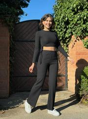 Yandan Bağlamalı Geniş Paçalı Fitil Kaşkorse Ikili Takım