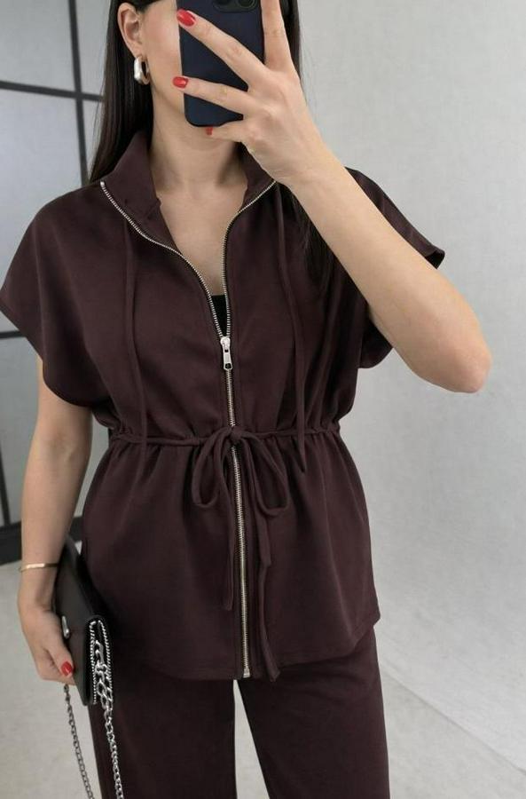 Yarasa Kol Fermuar Ve Lastikli Bağcık Detay Ceket Pantolon Ikili Takım