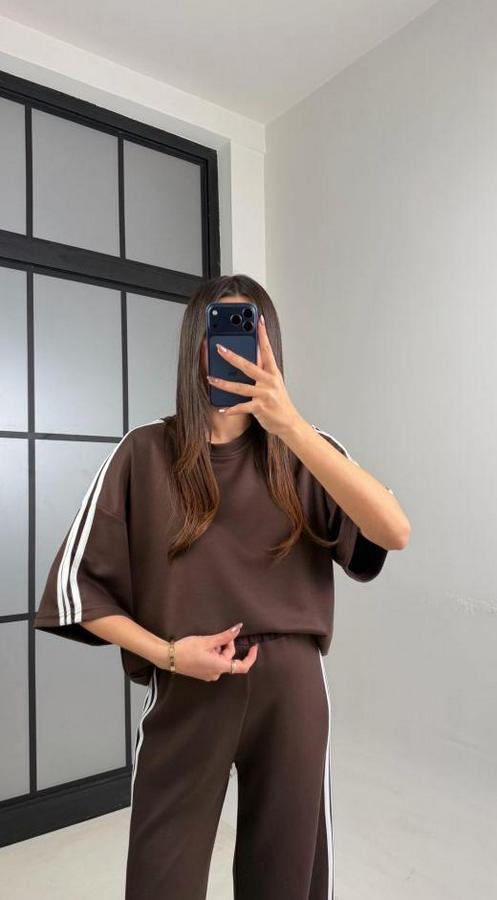 Yarasa Kol Yanları Şerit Detay Modal Kumaş Ikili Takım