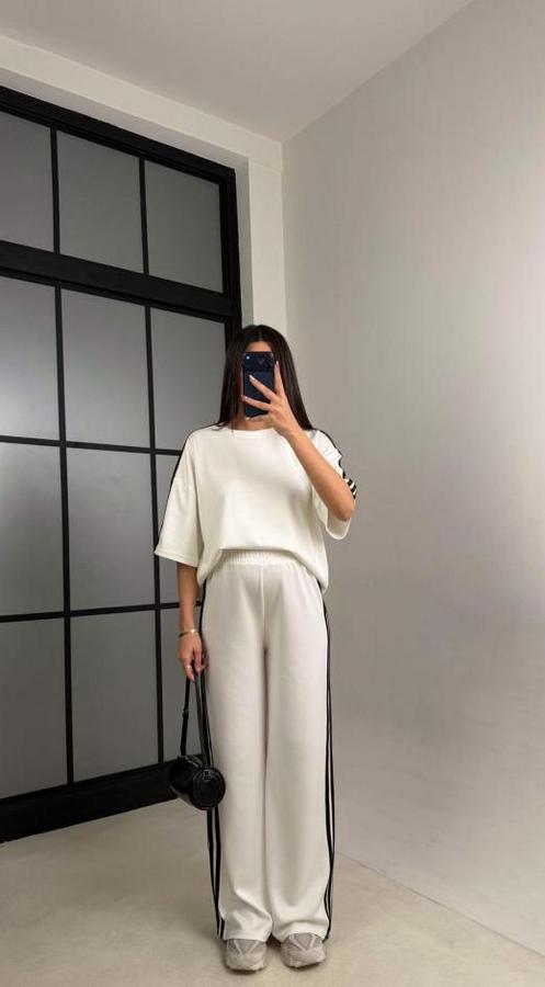 Yarasa Kol Yanları Şerit Detay Modal Kumaş Ikili Takım