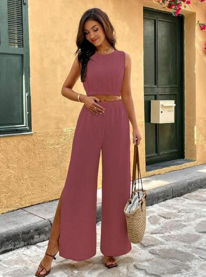 Yırtmaçlı Pantolon Lastikli Atlet Takım