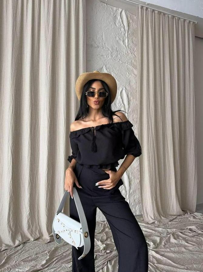 Keten Madonna Yaka Kol Hasir Şerit