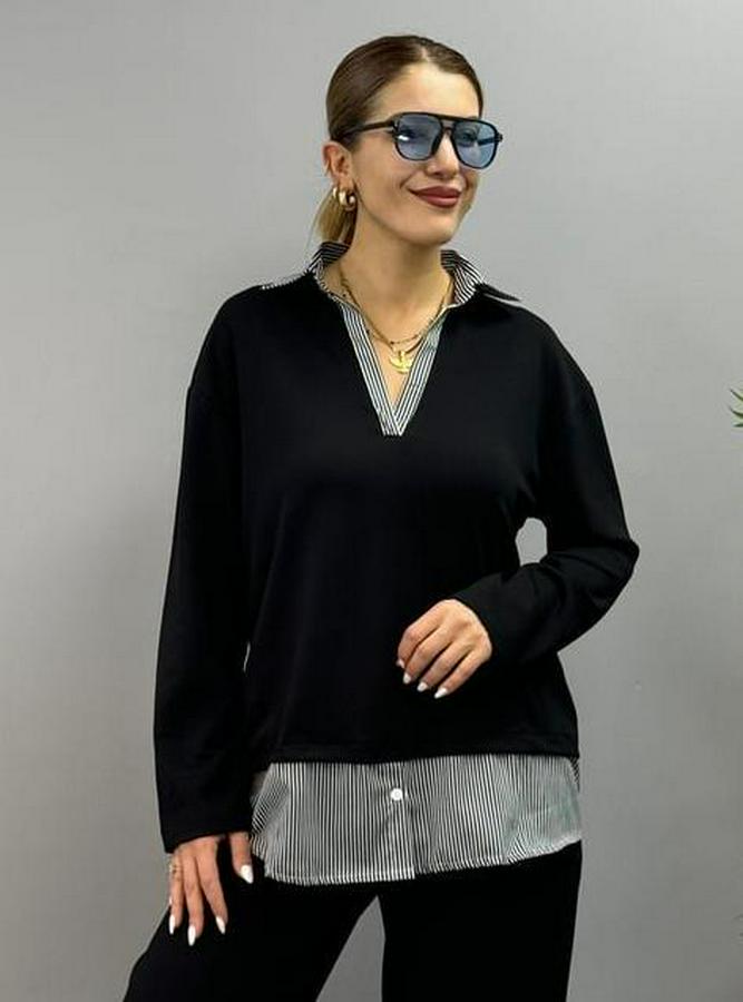 Polo Yaka Gömlek Detay Salaş Balon Pantolunlu Ikılı Takım