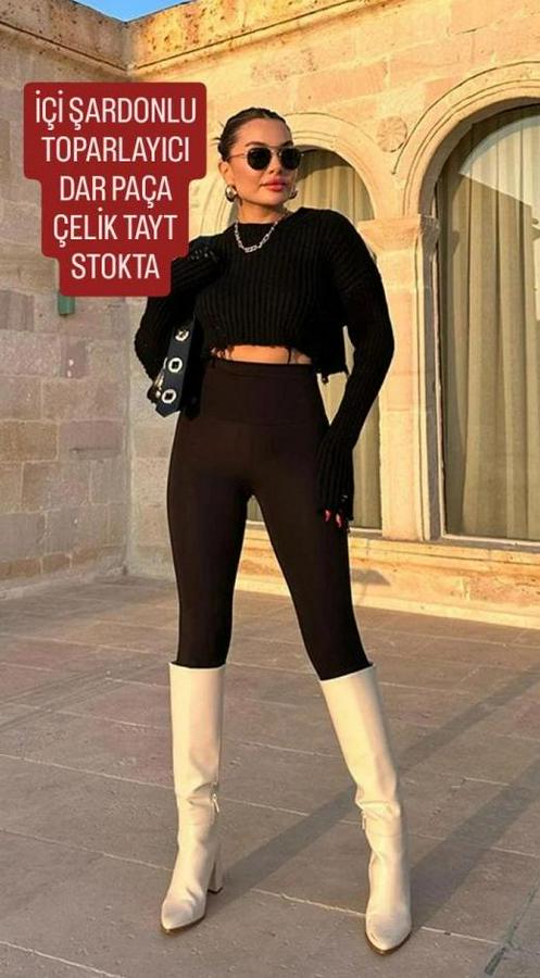 Uzun Yüksek Bel Şardonlu Toparlayıcı Tayt