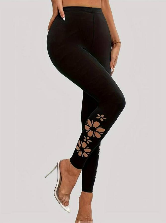 Yanları Lazer Çiçek Kesim Yüksek Bel Dalgıç Tayt