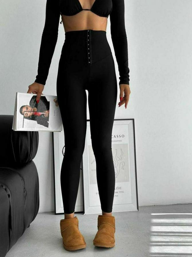 Yüksek Bel Korse Ve Kopça Detay Çelik Toparlayıcı Tayt