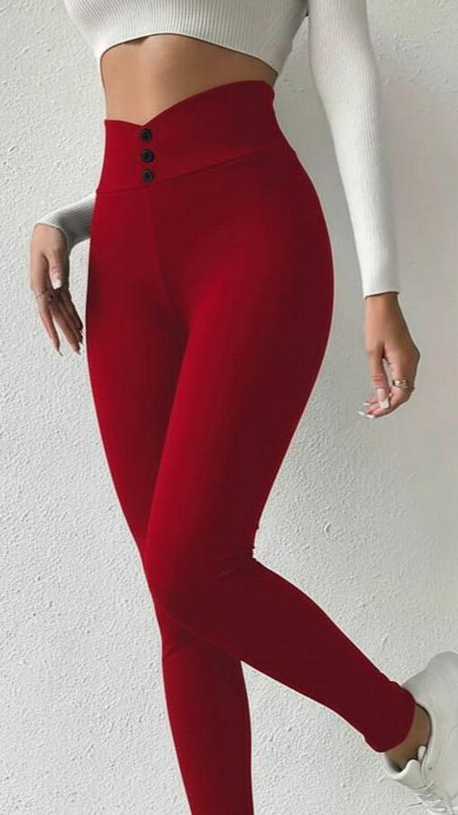 Yüksek Bel Önden Düğmeli Dalgıç Tayt