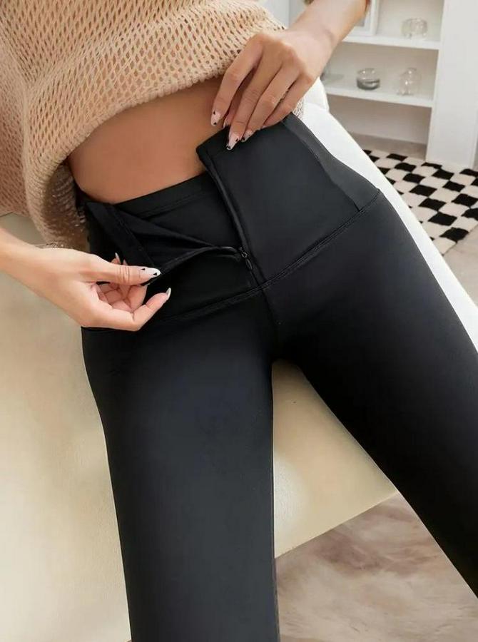 Yüksek Bel Önden Fermuarlı Dalgıç Tayt